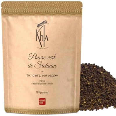 Image de Khla Poivre de Sichuan Vert Entier Sac en Grain 100g Ingrédient Épicerie Fine Cuisine Baies Vertes Direct Producteur Épice d’Asie Timut Szechuan Origine Chine
