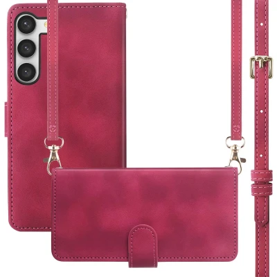 Afbeelding van imoshion Hoesje Geschikt voor Samsung Galaxy S23 met Pasjeshouder Bookcase koord Rood