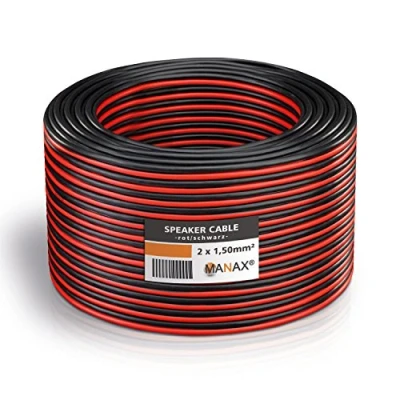 Image de MANAX® Câble de haut parleur Rouge/noir 2 x 1,5 mm² 20 m