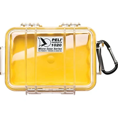 Afbeelding van PELI 1020 waterdichte micro beschermende behuizing voor kleine gevoelige apparaten, IP67, capaciteit 0,5 l, gemaakt in de VS, licht/gele coating