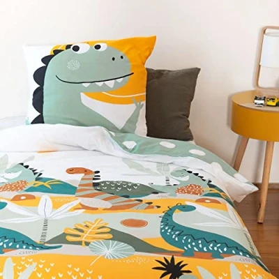 Afbeelding van CÔTE DECO Omkeerbaar kinderbeddengoed, dinosaurus, prehisto, groen, dekbedovertrek 140 x 200 cm + 1 kussensloop 63