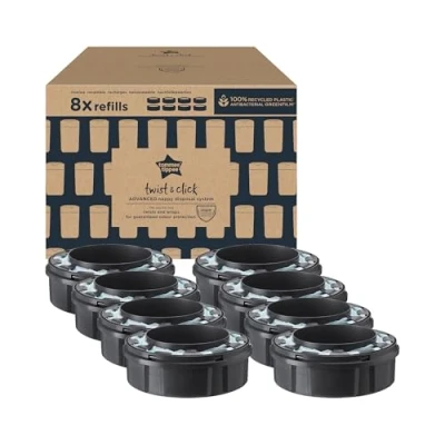 Afbeelding van Tommee Tippee Twist &amp; Click Advanced luieremmer navullingen, 8 stuks voor eenvoudig vullen en een uitstekende prijs kwaliteitverhouding (verpakking kan variëren)