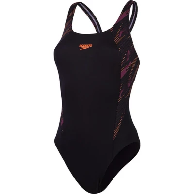 Afbeelding van Speedo Womens Hyperboom Splice Muscleback Badpak, Dames, Maat: 42, Black/plum dandy/siren red