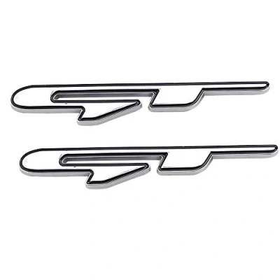 Afbeelding van 2 stuks GT emblemen van verchroomd metaal voor kofferbak, SUV, coupé, 3D sticker (zilver)