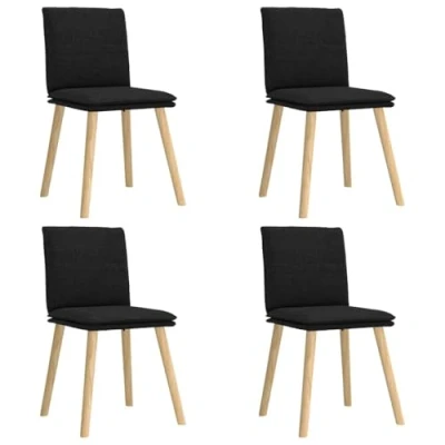 Afbeelding van vidaXL Eetkamerstoelen 4 st stof zwart