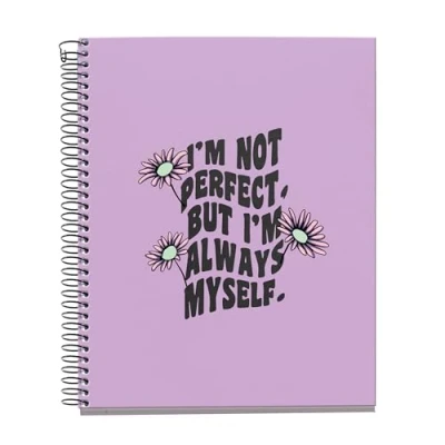 Image de Miquelrius Notebook A5 (148 x 210 mm), Grille 5 mm, 120 feuilles de 70 g/m², couverture en carton, 4 bandes couleur, spirale, collection Happy Daisies, mauve