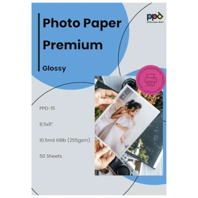 Afbeelding van PPD A4 x 50 vellen fotopapier, super premium glanzend, 280 g, inkjet, sneldrogend, microporeus, waterbestendig, 15