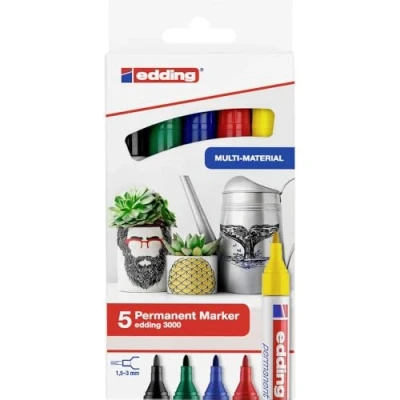 Afbeelding van Viltstift edding 3000 rond 1.5 3mm set à 5 basiskleuren