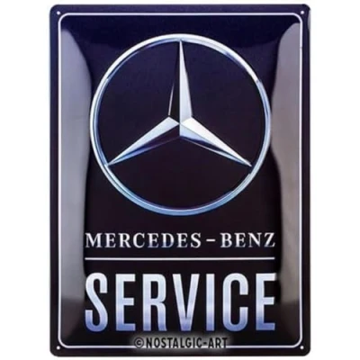 Afbeelding van Mercedes Benz. Service Blue. Metalen wandbord in reliëf 30 x 40 cm .