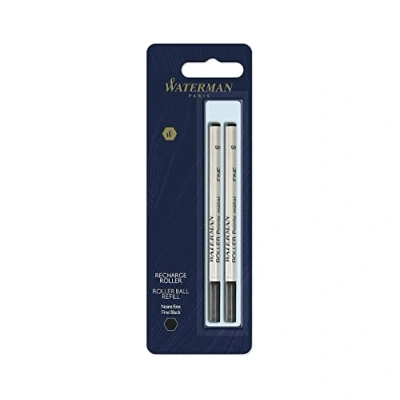 Afbeelding van Waterman rollerballpen vullingen fijne punt zwarte inkt 2 stuks