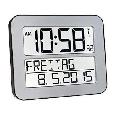Afbeelding van TFA Dostmann Timeline Max Digitale radiografische klok van kunststof (zilver met batterijen)