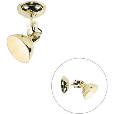Afbeelding van QAZQA tommy Industriele Plafondspot Spotje Opbouwspot 1 lichts L 19 cm Goud Industrieel Woonkamer Slaapkamer Keuken