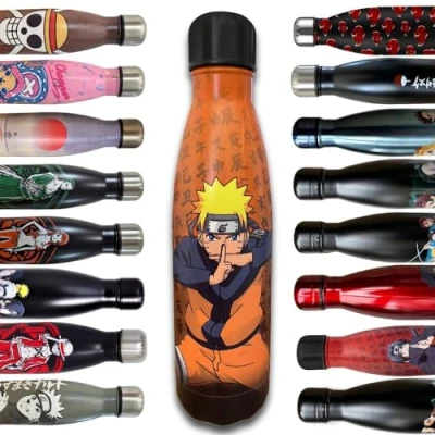 Afbeelding van Homadict Naruto Thermosfles, herbruikbaar, van roestvrij staal, Shippuden, houdt 12 uur warm en koud, sport, reizen, dagelijks gebruik, 500 ml, BPA vrij, officiële licentie