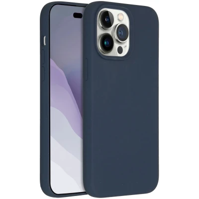 Afbeelding van Accezz Hoesje Geschikt voor iPhone 14 Pro Max Siliconen Liquid Silicone Backcover Donkerblauw