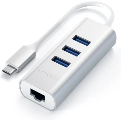 Afbeelding van Satechi Type C Ethernet USB 3.0 Adapter zilver ST TC2N1USB31AS