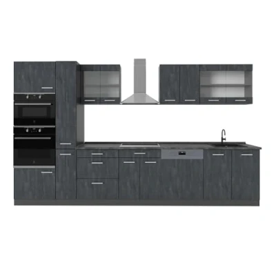 Afbeelding van Vicco Kitchenette R Line zwart beton/antraciet 350 cm zonder werkblad
