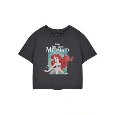 Afbeelding van Disney Grijs Princess Ariel T shirt met korte mouwen voor dames Het kleine zeemeermin bubbels grafisch volwassenen Merchandise filmfans, grijs.