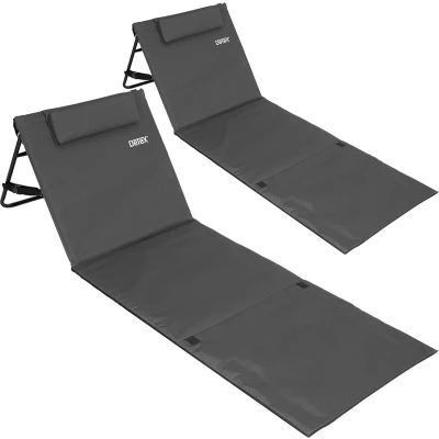 Afbeelding van Detex Set 2x Opvouwbare Strandmat Rugleuning Kussen Draagriem Antraciet