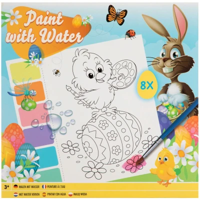 Afbeelding van Kleuren met water Pasen Tekenen Paasfeest 8stuks..