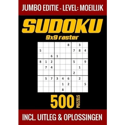 Afbeelding van Sudoku Moeilijk Jumbo Editie 500 Puzzels Incl. Uitleg en Oplossingen