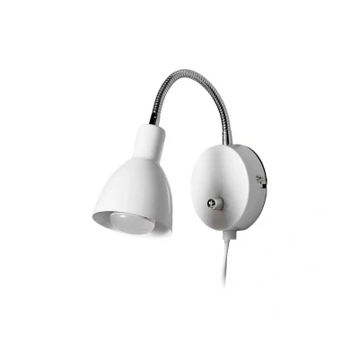 Afbeelding van Lindby wandlamp met dimmer 1licht metaal H: 42 cm E14 glanzend wit, zilver
