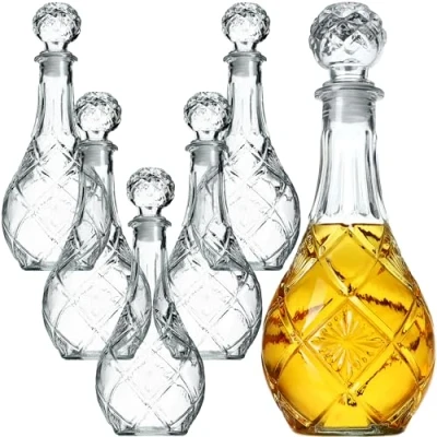 Afbeelding van KADAX Elegante whiskykaraf voor heren, klassieke wijnkaraf met uniek design, whiskyfles als cadeau (0,8 l, 6 stuks)