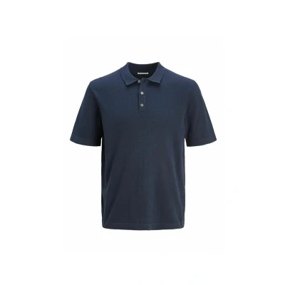 Afbeelding van Jack &amp; Jones Poloshirt Jjeemil Knit Relaxed Polo Ss Sn 12268216 Navy Blazer Mannen Maat L