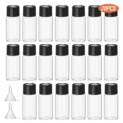 Afbeelding van Hyber&amp;Cara 20 stuks 5 ml heldere glazen flessen kleine flesjes lege monster containers met schroefdop, bonus mini trechters