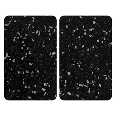 Image de WENKO Plaque de Recouvrement Universelle Mod Terrazzo, réglable en hauteur pour tout type cuisinière, planche à découper et protection anti éclaboussures, verre, 30 x 52 cm, 2 pièces