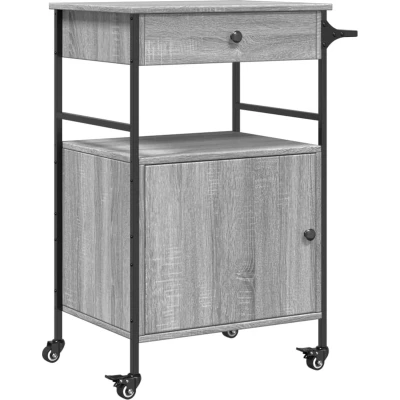 Afbeelding van Keukentrolley 56x43x89,5 cm bewerkt hout grijs sonoma eiken