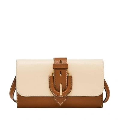 Afbeelding van FOSSIL Portemonnee Schoudertas Harwell Wallet Crossbody Bone / Brown Lichtbruin