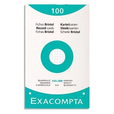 Image de Exacompta 13603E Lot de 100 cartes perforées Blanc 125 x 200 mm 5