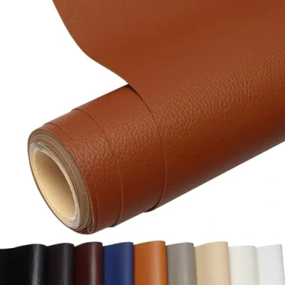 Afbeelding van lederen patch, zelfklevend, reparatiepatch voor banken, handtassen, jassen, autostoelen, meubels, meubels (lichtbruin, 60 x 200 cm)