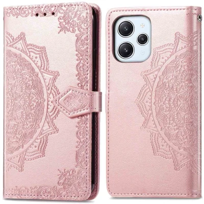 Afbeelding van iMoshion Hoesje Geschikt voor Xiaomi Redmi 12 Met Pasjeshouder Mandala Bookcase Rosé Goud