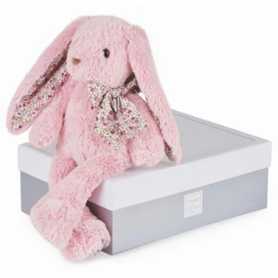Image de Animal en peluche Doudou et Compagnie Copains Câlins Lapin Rose 40 cm