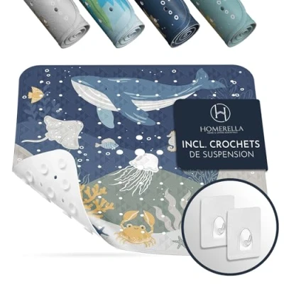 Afbeelding van Homerella douchemat voor kinderen, huidgevoelig, 53 x cm, incl. ophanging, antislipmat, douche, BPA vrij, latexvrij, douchemat, antislip, schimmelbestendig en machinewasbaar, antislip