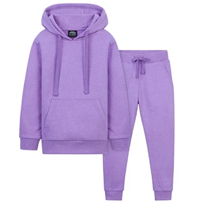 Afbeelding van Joggingpak voor meisjes, trainingspak, sweatshirt met capuchon en joggingbroek, modieuze kleding, 5 15 jaar, Paars.