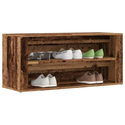 Image de vidaXL Banc à chaussures vieux bois 100x35x45 cm d&#039;ingénierie857089