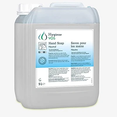 Afbeelding van Hygiene VOS 5 liter vloeibare handzeep neutraal en pH voor dagelijks gebruik. Extra zachte biologisch afbreekbare formule. Voordeelverpakking geschikt alle soorten dispensers