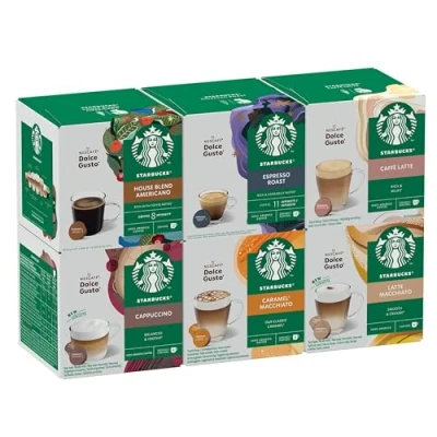 Image de STARBUCKS Pack Variété Mix de Café by Nescafé Dolce Gusto, noir et gourmand, Capsules 6 x 12 (72 Capsules) Exclusivité Amazon