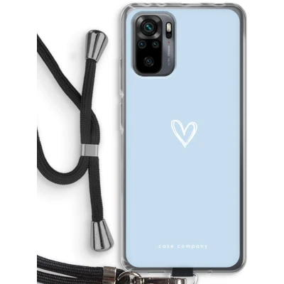 Afbeelding van Case Company® hoesje met Koord geschikt voor Xiaomi Redmi Note 10 Pro Klein Hart Blauw Telefoonhoesje Zwart Bescherming aan alle Kanten en Over de Schermrand