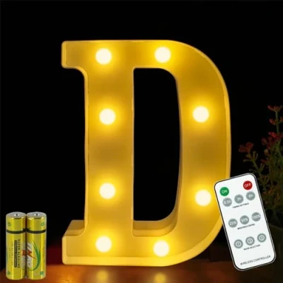 Afbeelding van Honphier® letterlamp, afstandsbediening, alfabetlamp, led, letterverlichting, verlichte letters, nachtverlichting, decoratie voor verjaardagsfeestje, bruiloft (D)