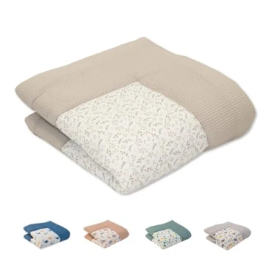Afbeelding van ULLENBOOM kruipdeken voor baby&#039;s, 100 x cm, 100% Oeko Tex, gemaakt in de EU, dik gevoerd, bloemenzand, ideaal als babyspeelmat, motorische mat en vloermat kinderen