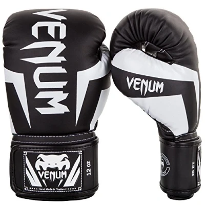 Afbeelding van Venum ELITE Bokshandschoenen Zwart Wit Kickboksen 8 OZ