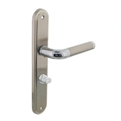 Afbeelding van Intersteel Deurkruk Agatha op schild toilet /badkamersluiting 63 mm chroom
