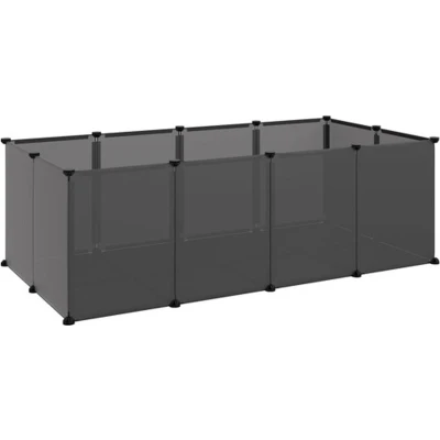 Afbeelding van vidaXL Dierenhok klein 144x74x46,5 cm polypropeen en staal zwart