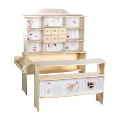 Afbeelding van roba Winkel &quot;Café &amp; Shop&quot;, met accessoires, kist, 6 laden, zijaanrecht en toonbank, print, hout