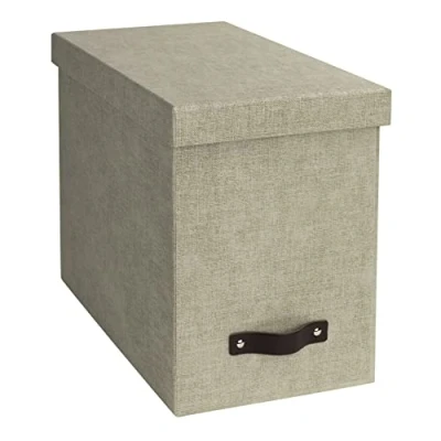 Afbeelding van Bigso Box of Sweden Hangmapbox met deksel, elegante doos 8 hangmappen, vezelkarton en papier in linnenlook, beige