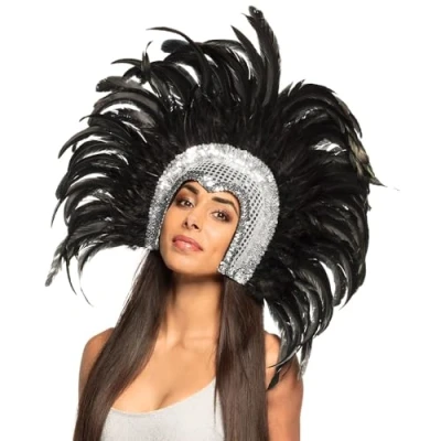 Afbeelding van Boland Hoofdtooi go danseres Zilver Één maat Volwassenen Unisex Glamour Carnaval accessoire Showgirl