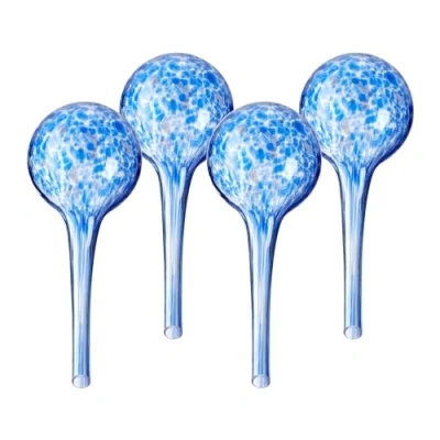 Afbeelding van Relaxdays waterdruppelaar glas set van 4 15x6cm waterbol kamerplant druppelsysteem blauw